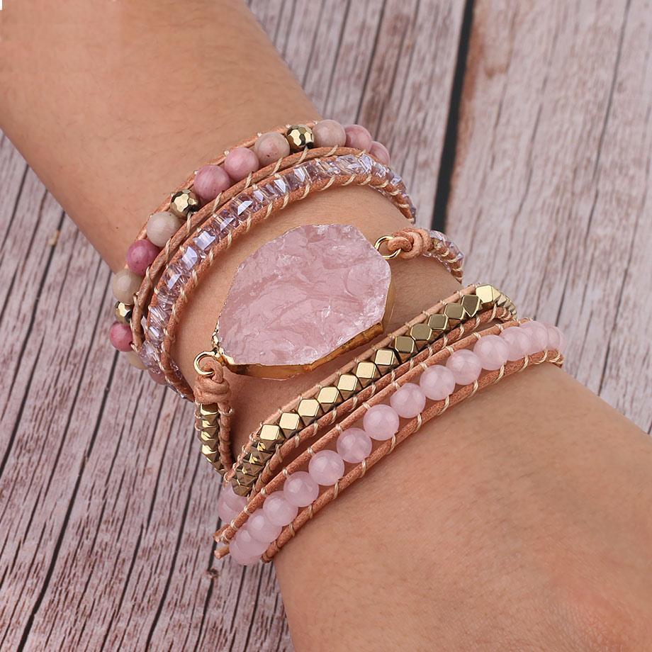Amoria Bracelet – Elegant Gold Rose Quartz Arm Candy