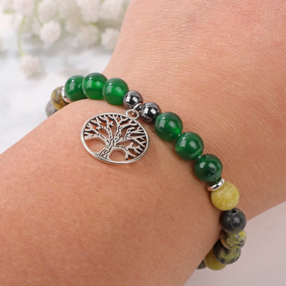 Elegant Mila Bracelet with Natural Crystals and Tree of Life Design 