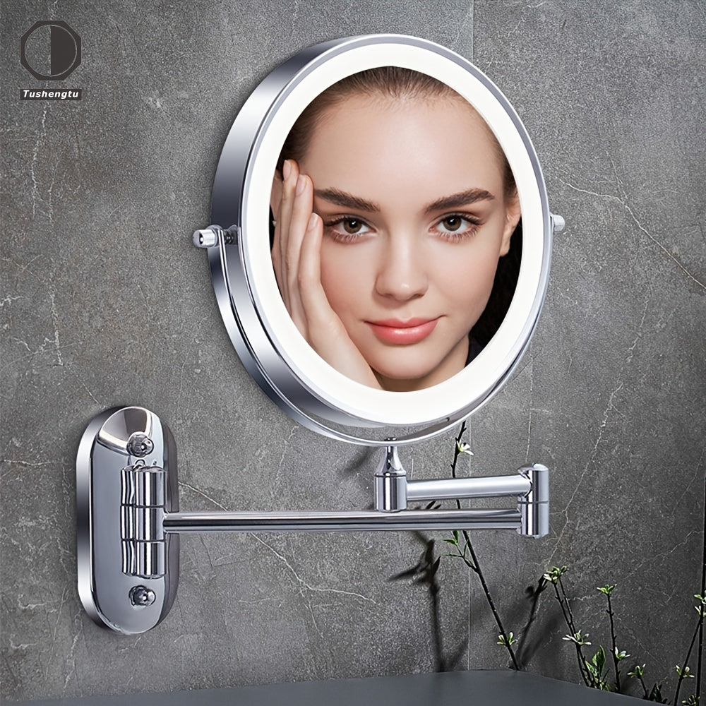 GlamGlow - Luxe LED Writing Mirror with Magnifying Lens and Rechargeable USB