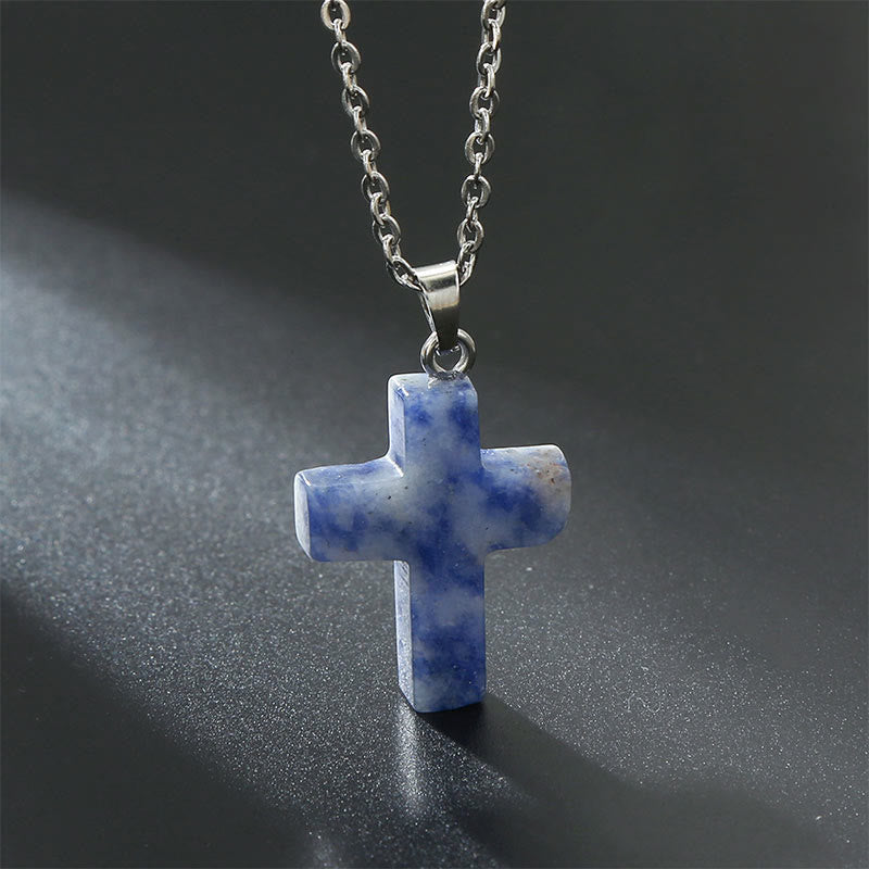 Seraphina Natural Gemstone Cross Necklace - A Spiritual Jewelry Experience