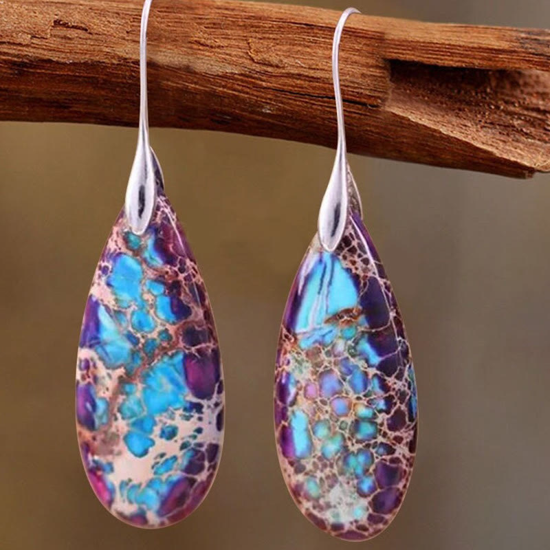 Elegant Teardrop-Shaped Imperial Stone Earrings - Amara Collection
