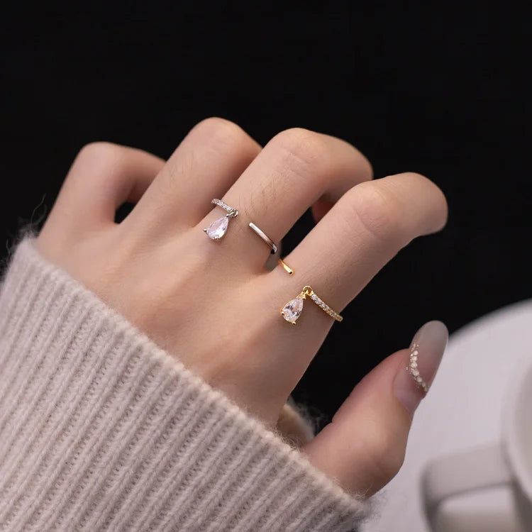 Elegant Adjustable Water Drop Ring - Isaline Collection