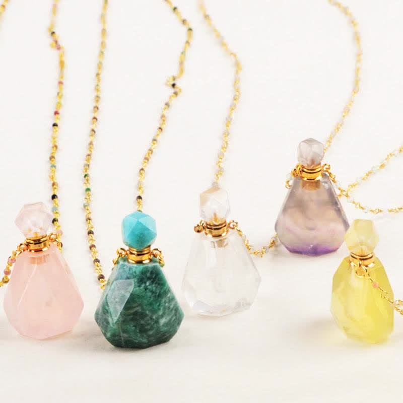 Elegant Necklace with Crystals Perfume Bottle - Iris