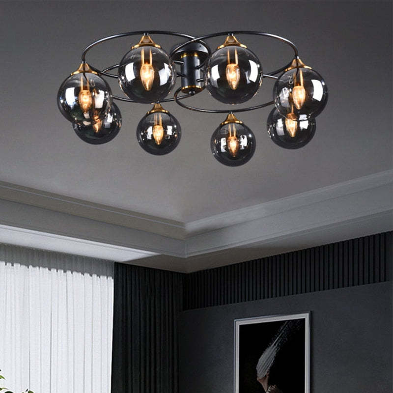 ValentinaLuxe - Elegant Round Chandeliers Made of Smoked Glass
