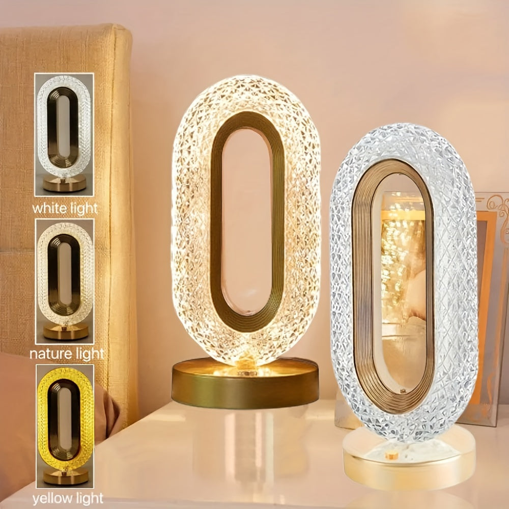 LuxeGlow – Elegant Oval Crystal Table Lamp