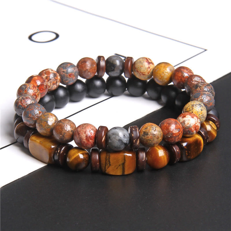 Stylish African turquoise and tiger eye bracelet - Naya collection