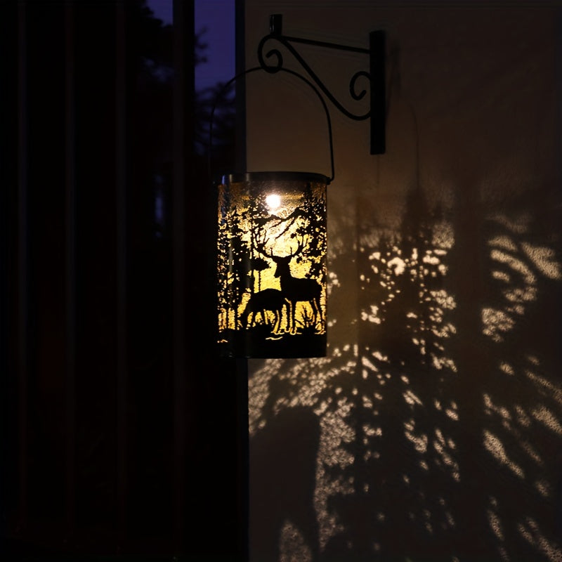 LumiGlow Lantern - Solar Powered Iron Lantern with Nature Design