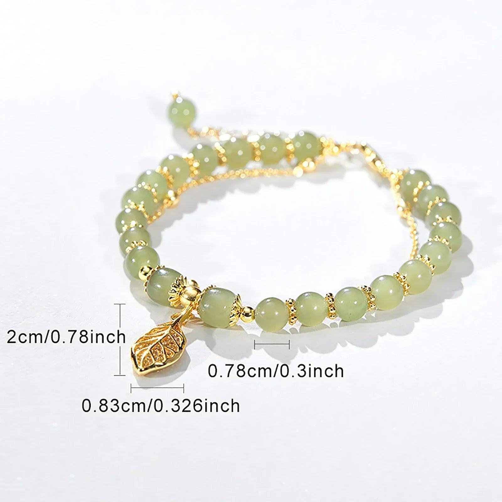Elegant jade leaf bracelet with special leaf charm
