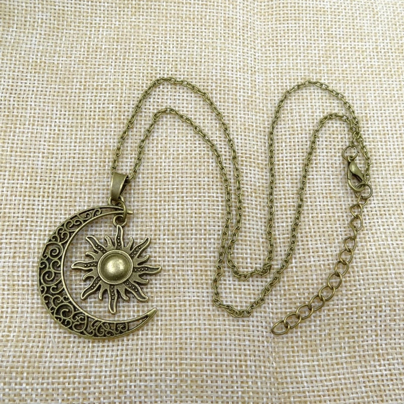 Enchanting Vintage Sun and Moon Necklace | Two in One: Double Meaning in One Beautiful Necklace!