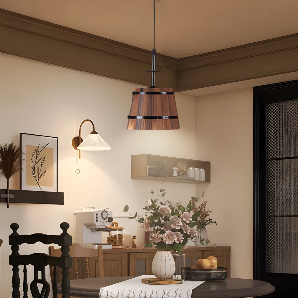 BucketGlow Pendant Lamp - Wooden Pendant Lamp for a Stylish Bar