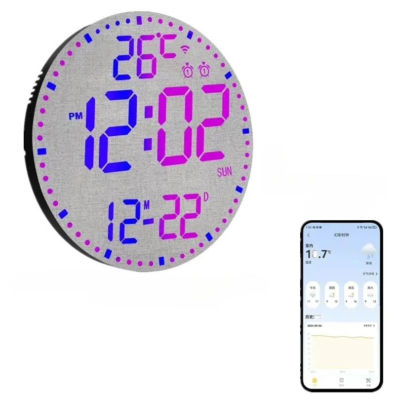 WiFiTime Clock - Sleek LED Alarm Clock with Calendar