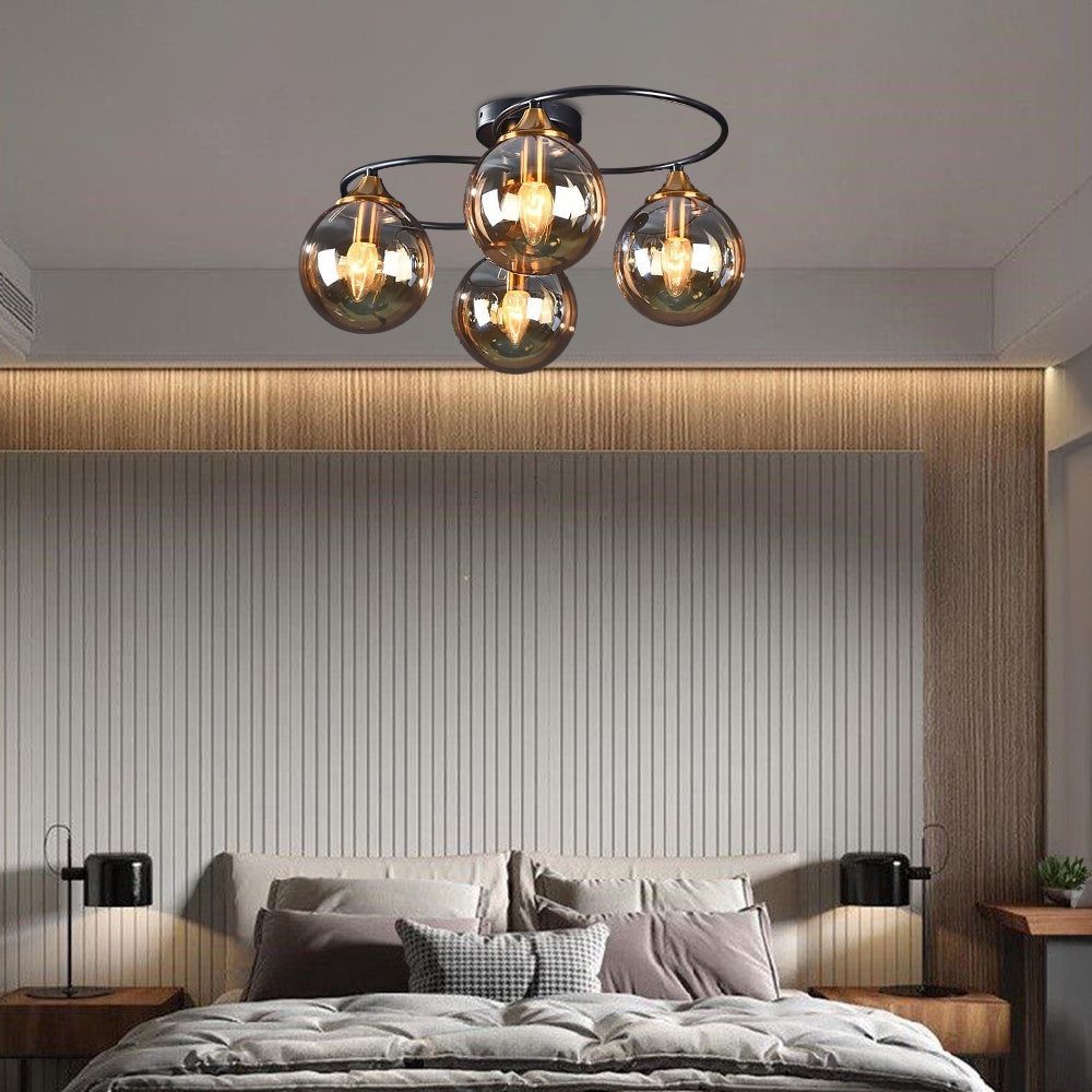 ValentinaLuxe - Elegant Round Chandeliers Made of Smoked Glass