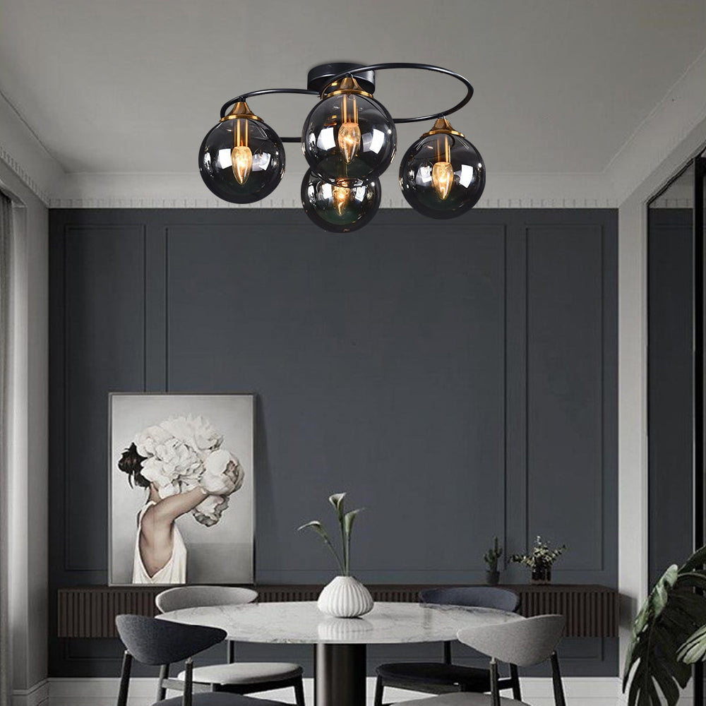 ValentinaLuxe - Elegant Round Chandeliers Made of Smoked Glass
