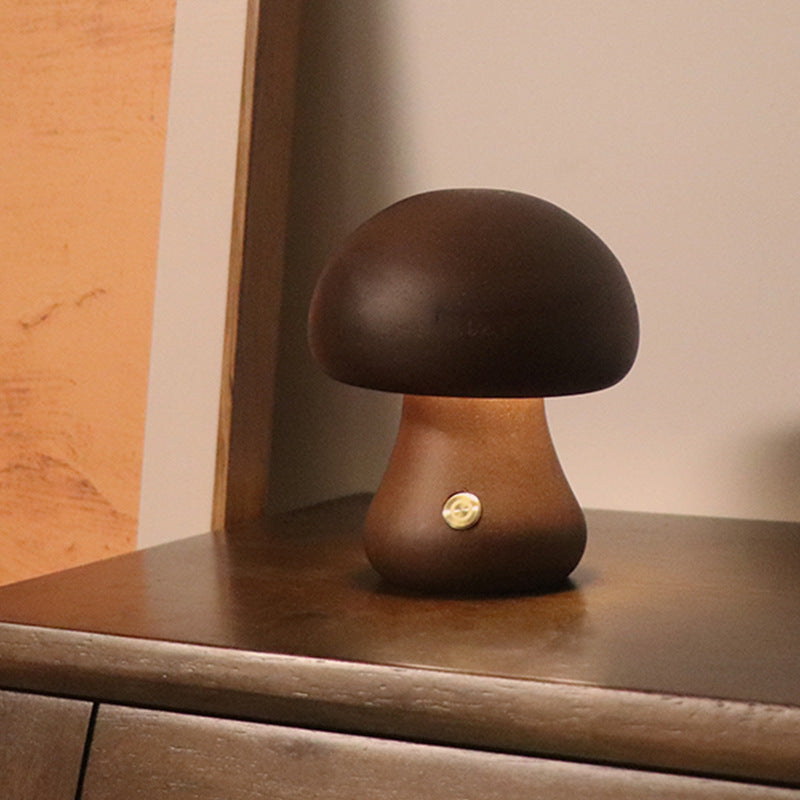 Mushroomlight - Draadlös Trä Svamp LED Nattlampa