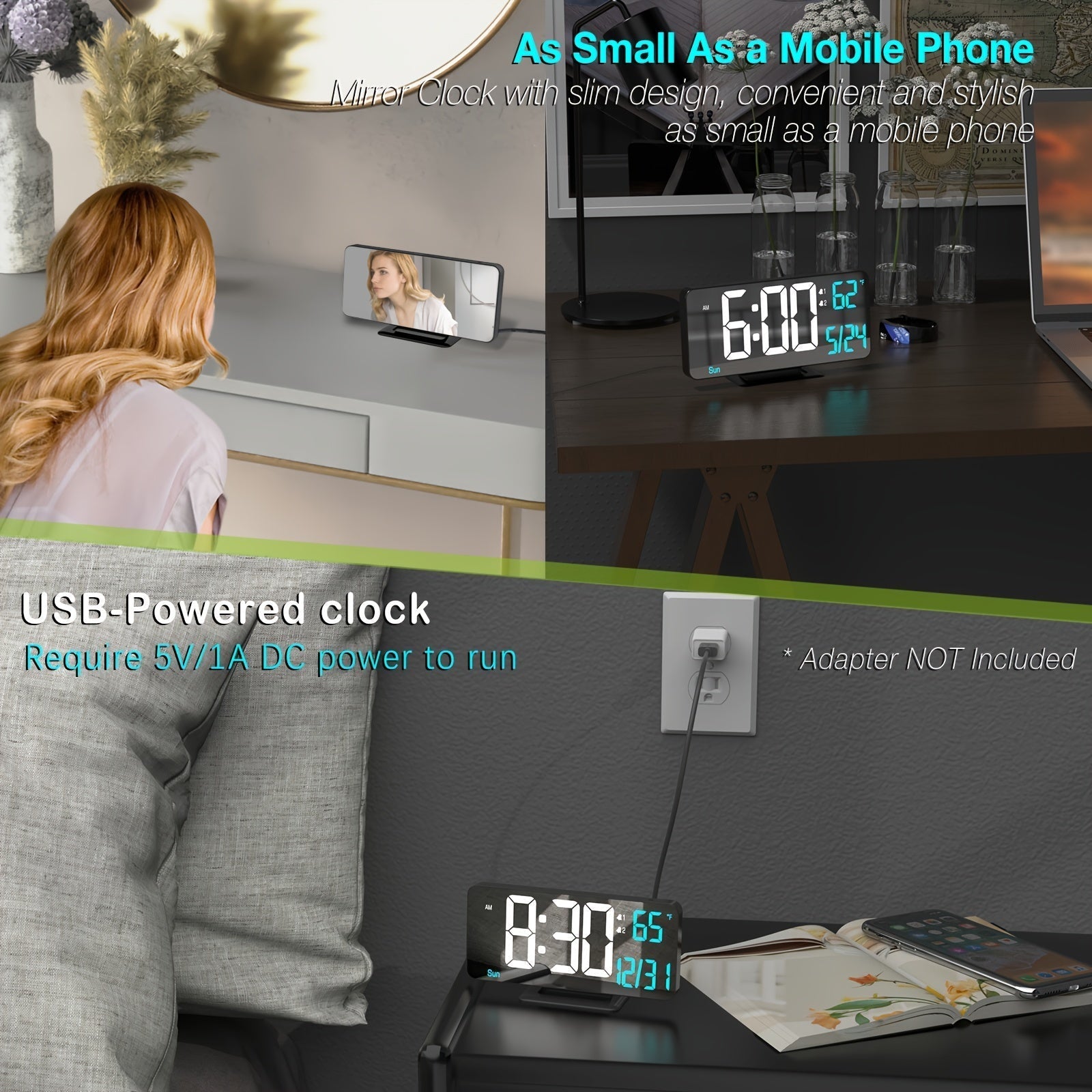 Digitime - Modern LED Alarm Clock with Dual Alarm