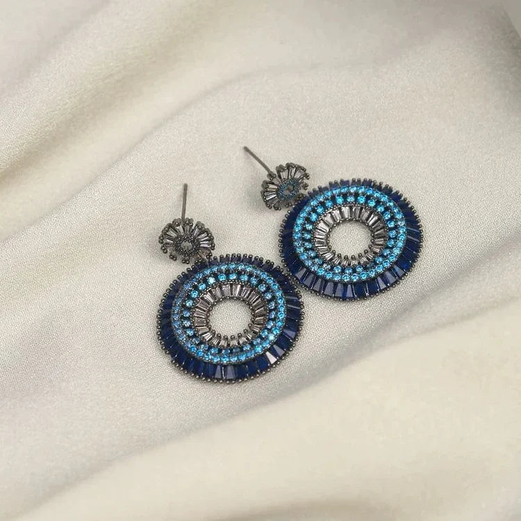 Elegant Silver Earrings with Evil Eye - Layla Collection