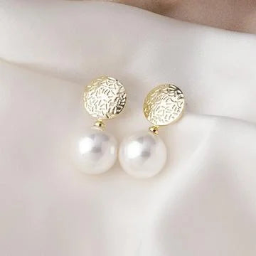 Elegant Celeste Pearl Earrings with Luxurious 18K Gold Plated Copper