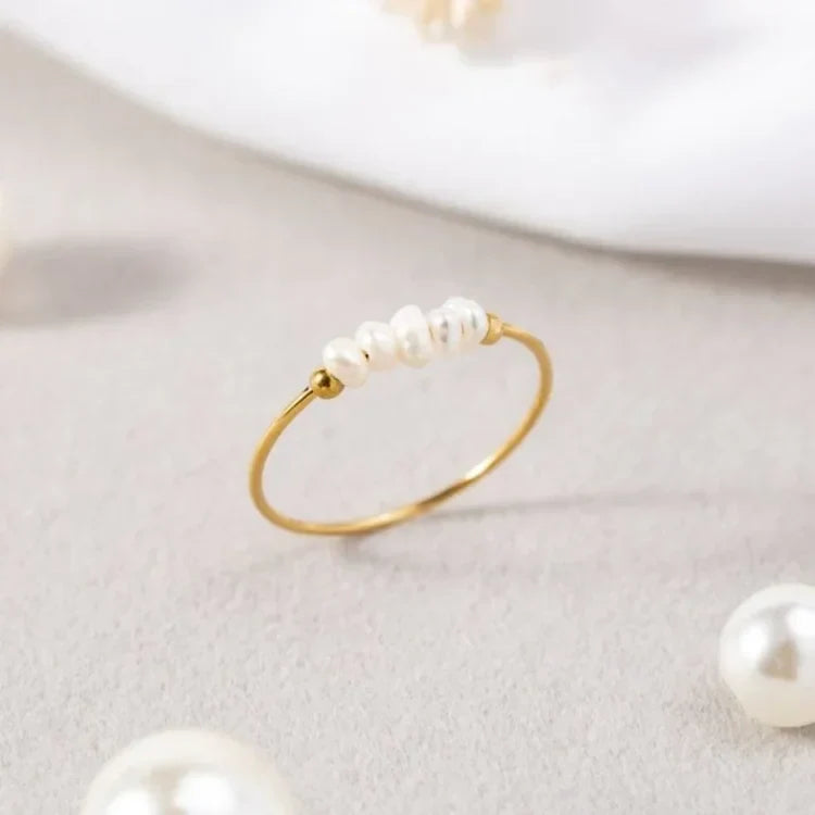 Elegant Sophie Gold Pearl Ring - Timeless Luxury