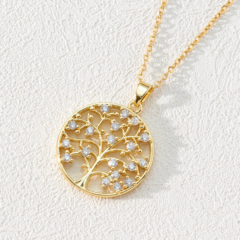 Elegant Luna Tree of Life Pendant in Zirconia - Dazzling Necklace 