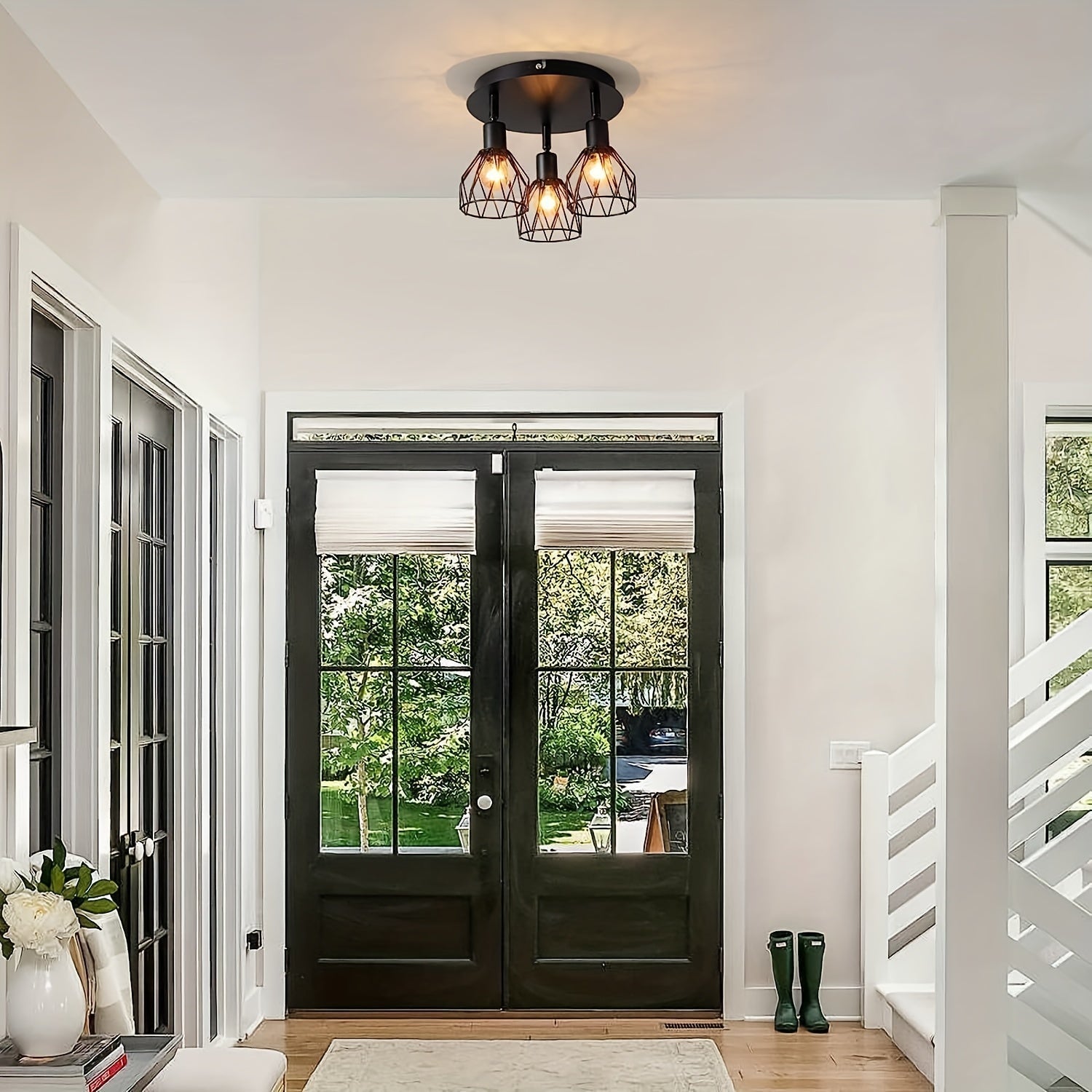 RusticGlow Lamp - Country Black Ceiling Lamp with Swivelling Shades