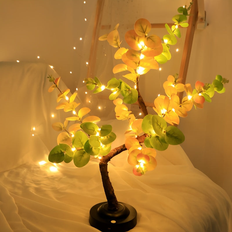 EucalyptusGlow Tree - LED Bonsai Lamp with Rechargeable Power