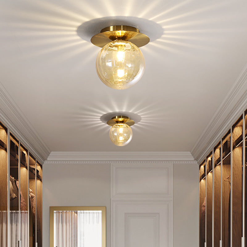 EleganceGlow Ceiling Lamp - Gold Smoked Water Glass Design