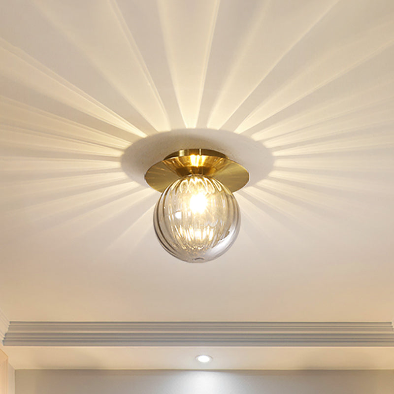 EleganceGlow Ceiling Lamp - Gold Smoked Water Glass Design