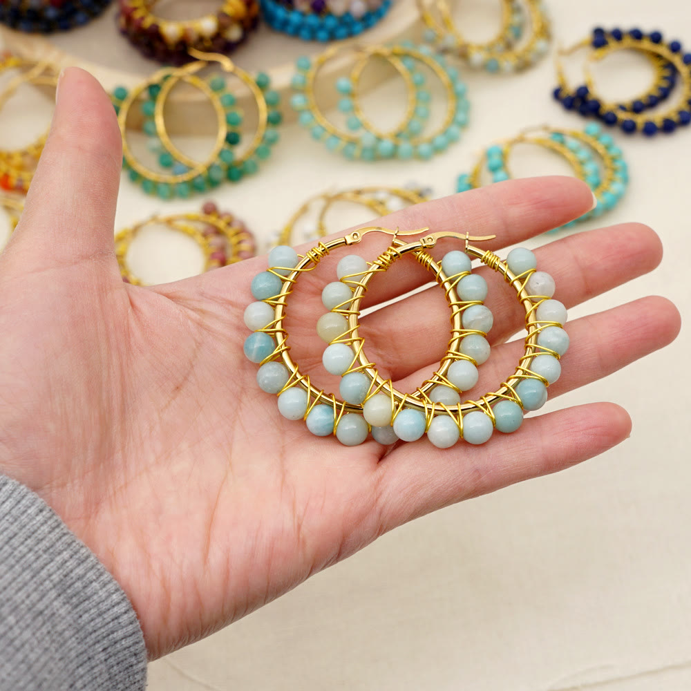 Sannes Elegant Boho Natural Crystal Earrings 