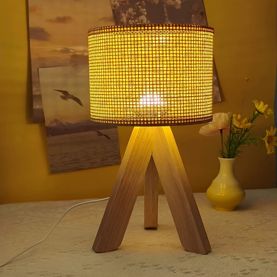DecoGlow Lamp - Wooden Table Lamp with USB Charger