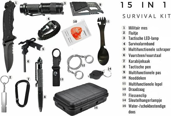 SurvivorX - Ultimate 15-in-1 Emergency Survival Kit