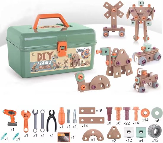 ConstructiePlezier - 100-piece Tool Set for Creative Kids