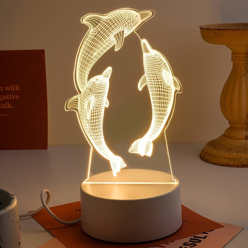 GeoDolphin - Trendy 3D Illusion Table Lamp