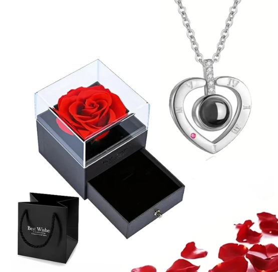 EternalLove Necklace – Heart-Shaped Chain in 100 Languages
