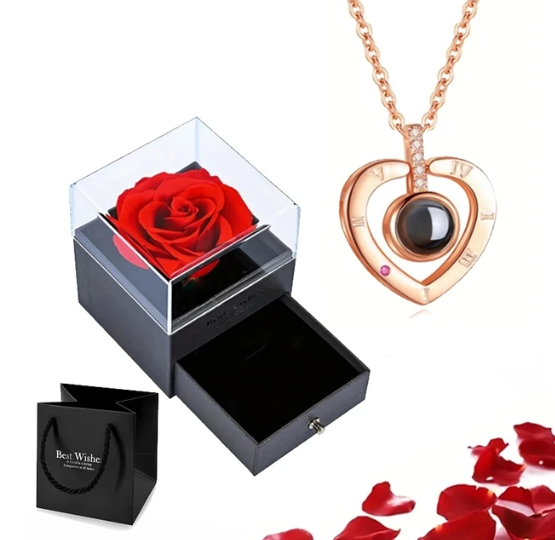 EternalLove Necklace – Heart-Shaped Chain in 100 Languages