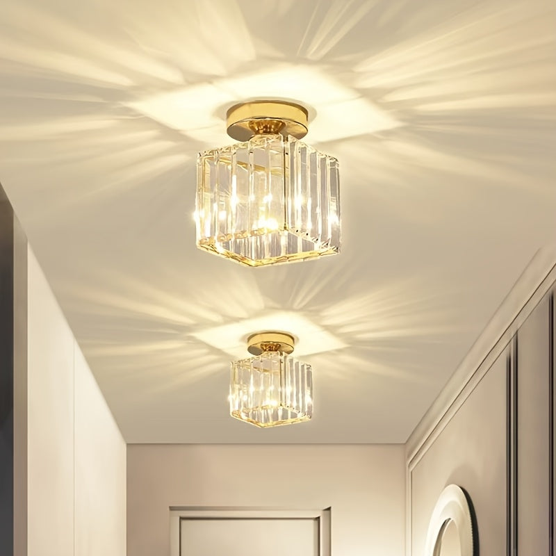CrystalLuxe – Elegant Black LED Ceiling Lamp with Crystal