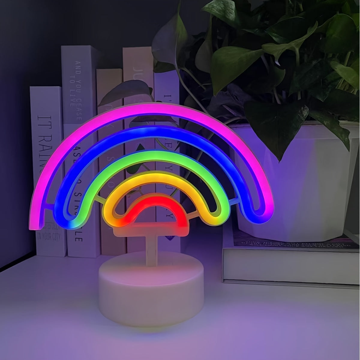 RainbowGlow – Modern Neonregnbåge med Designfot