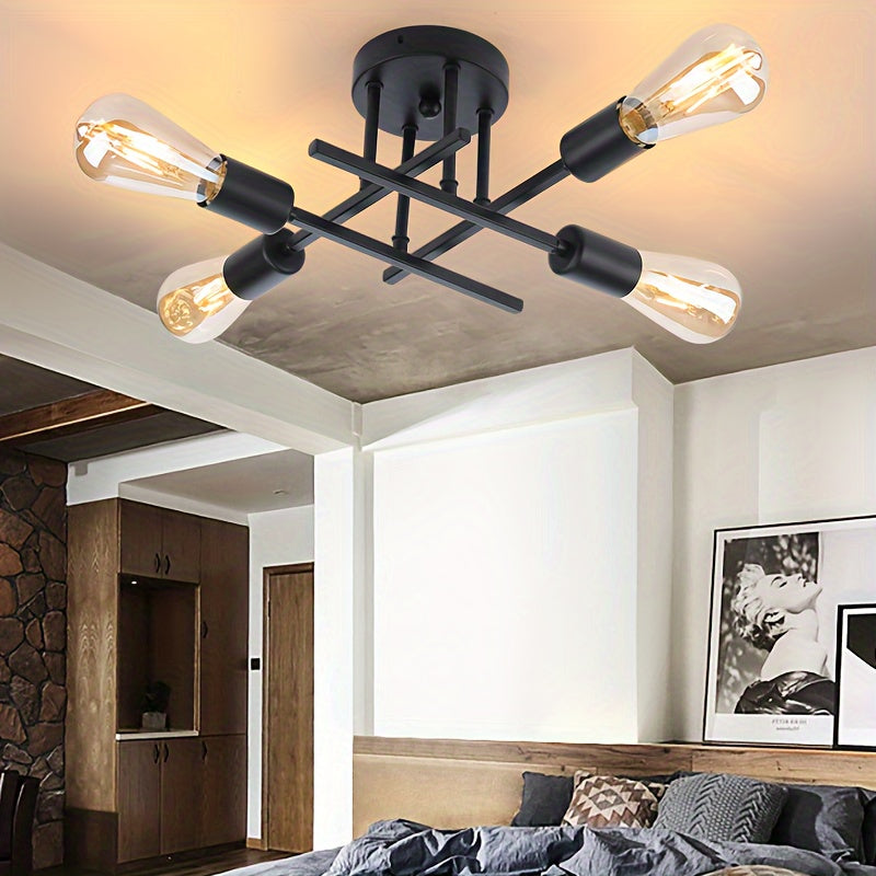 SatelliteLight – Modern Industrial Ceiling Lamp in Black Iron