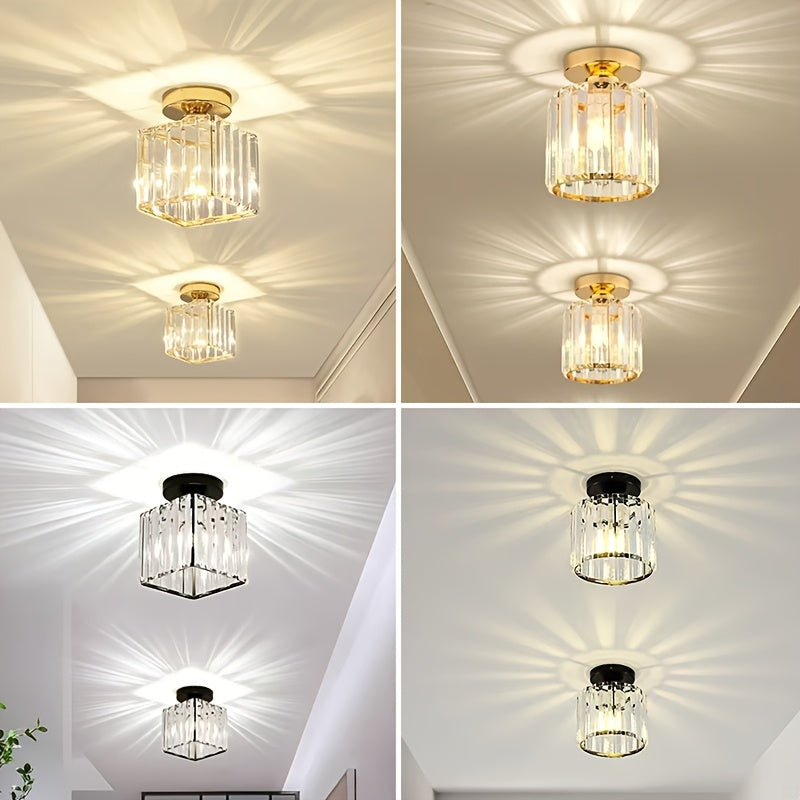 CrystalLuxe – Elegant Black LED Ceiling Lamp with Crystal