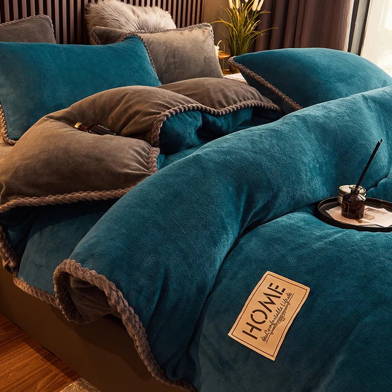 PlushHaven Luxe Sammet Påslakan Set – Kingsize Värme & Komfort
