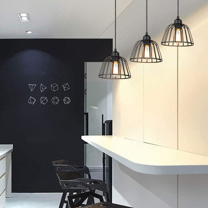 IronSphere Pearl - Black Industrial Iron Pendant Lamp for Modern Interiors
