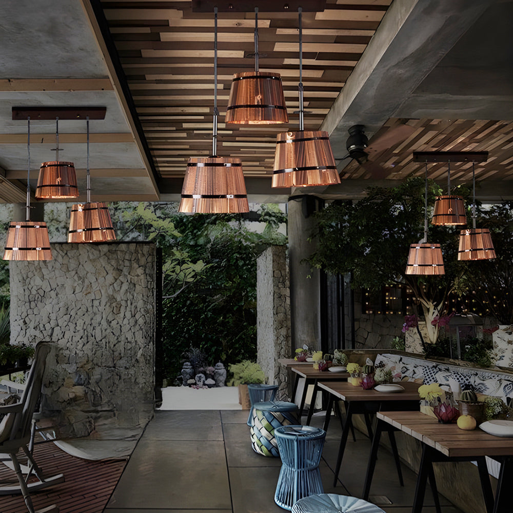 BucketGlow Pendant Lamp - Wooden Pendant Lamp for a Stylish Bar