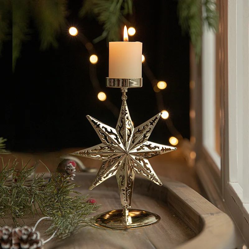 StarGlow Candle Holder - Elegant Golden Decoration for Holidays