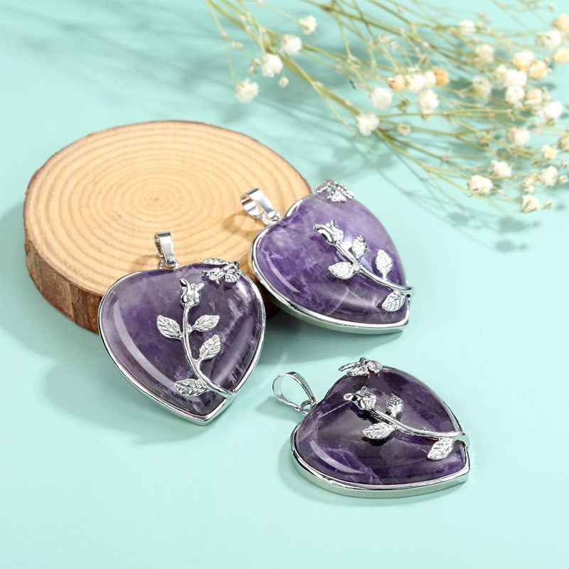 Elegant heart-shaped rose quartz necklace - Amara Collection