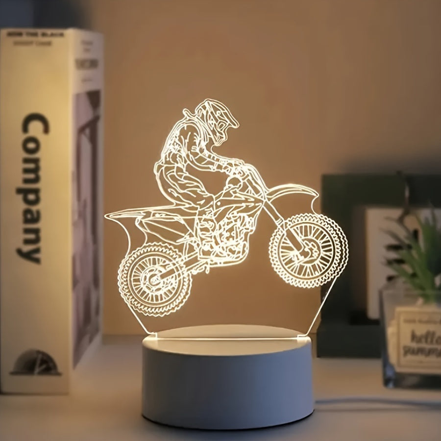 MotoLamp - 3D LED Nattlampa Motocross Tema