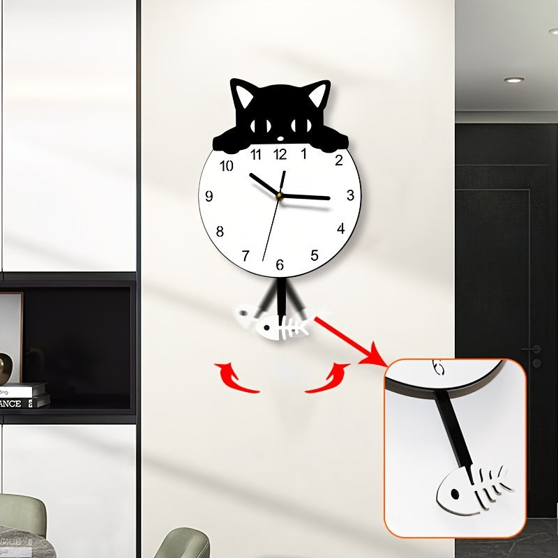 SwingCat Clock - Modern Cat Wall Clock in Cartoon Style