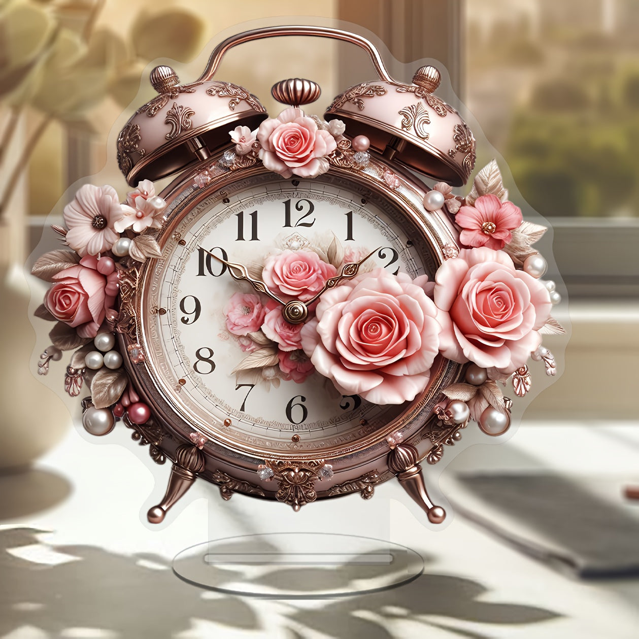 BohoBloom Clock - Vintage Floral Wall Clock for the Table