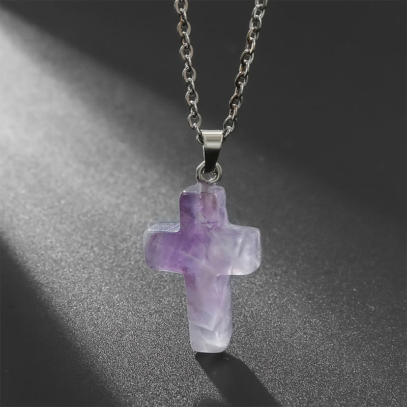 Seraphina Natural Gemstone Cross Necklace - A Spiritual Jewelry Experience