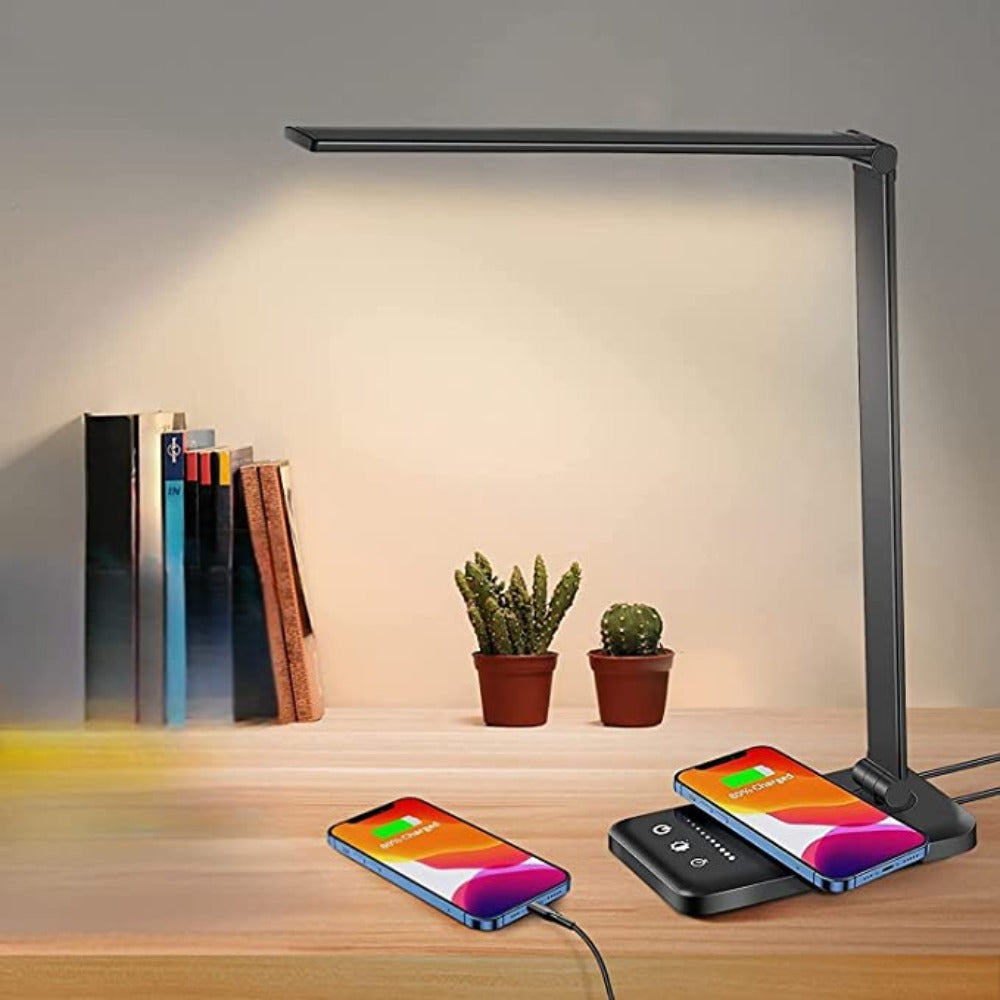 LED Desk Lamp - Table Lamp with USB Charging Port, 5 Light Settings and Brightness Levels 