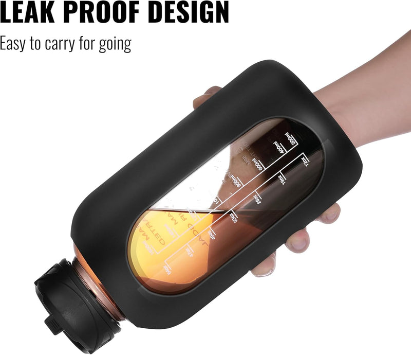 HydroGlow - Motiverande Glasvattenflaska 900ml med Sugrör