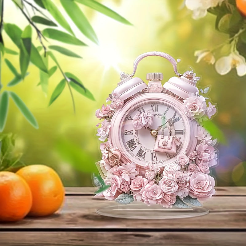 BohoClock – Stylish Pink Flower Clock with Acrylic